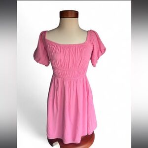 Forever 21 Y2K Spring Summer Pink Babydoll Dress with puffy sleeves 💕